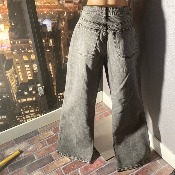 TOPSHOP - NWT - jeans: grey denim wash flared button / zip, belts hoops - 34/30 - Picture 15 of 16